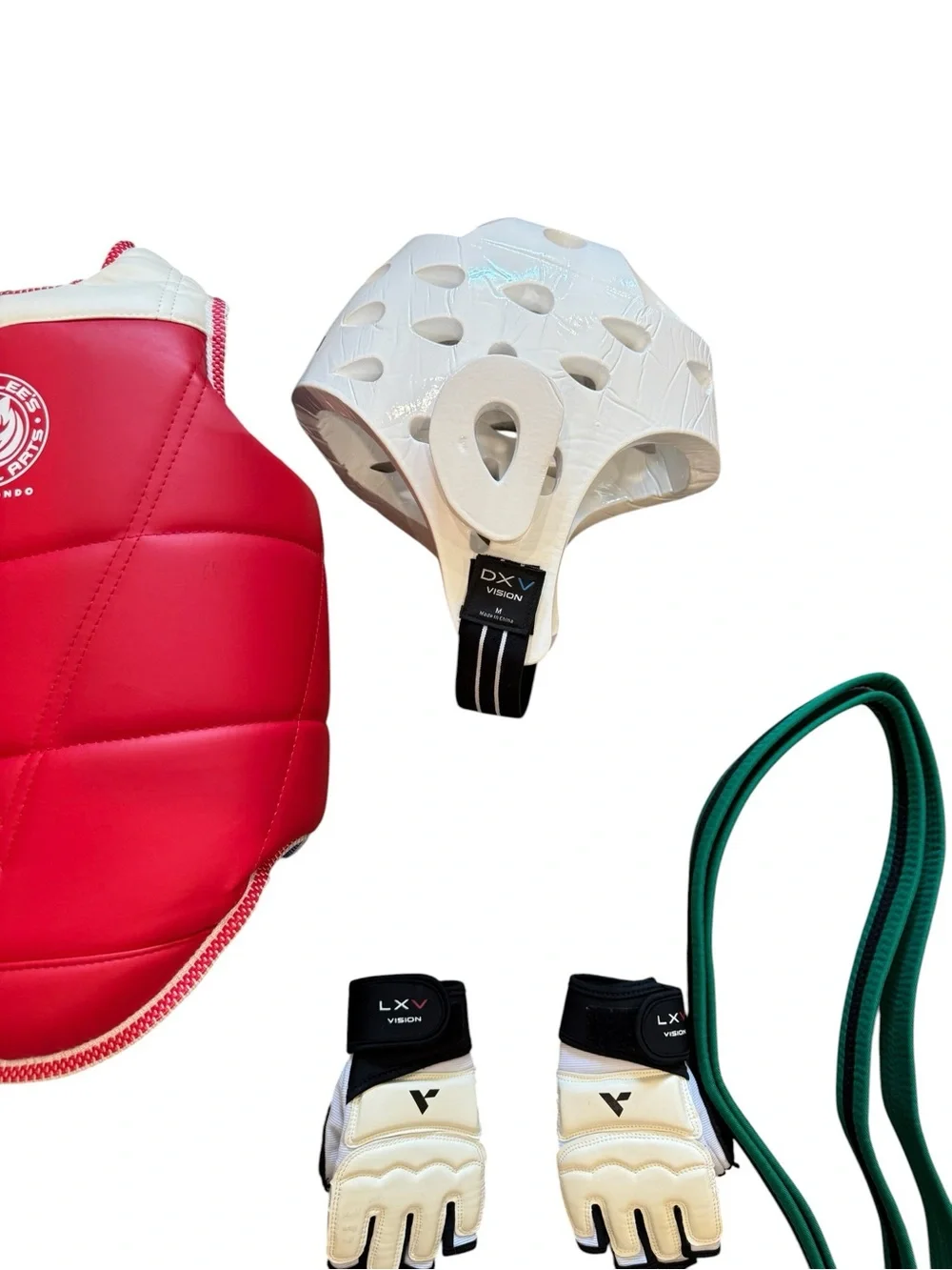 Vision Taekwondo Sparring Gear Size Medium  Headgear, Chest, Shin, Arm, Duffle